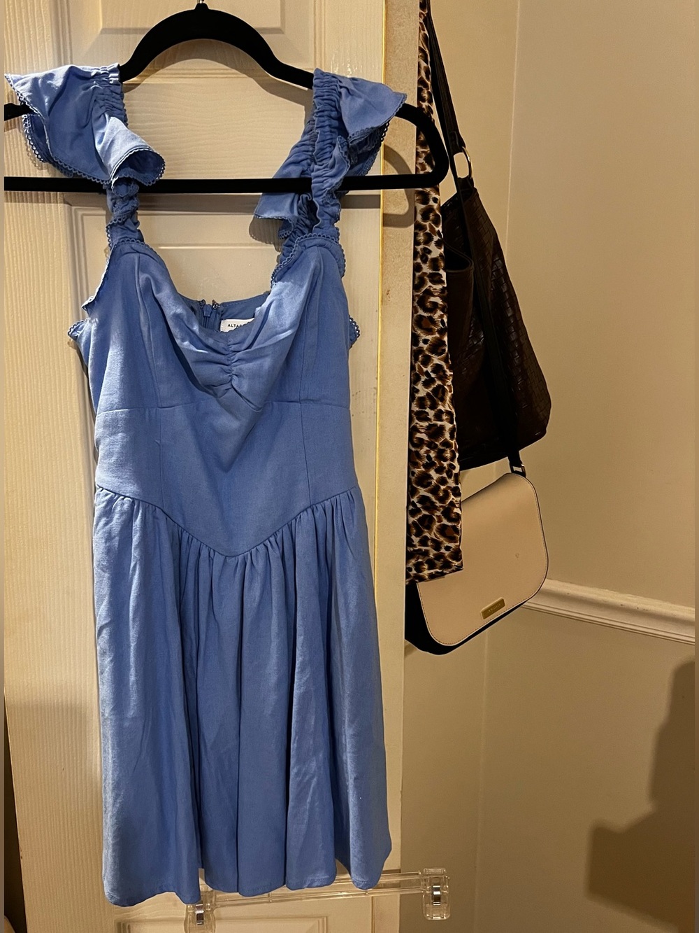 Altar'd State Sky Blue Ruffle Strap Mini Dress